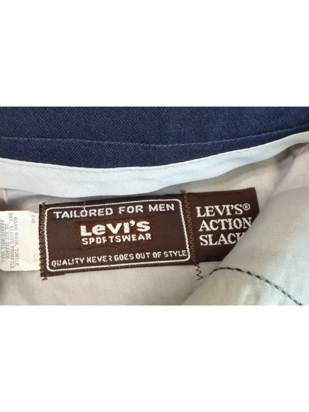 Vintage Levi's Action Slacks Dress Pants Mens 32 X 30 Navy Straight Leg Casual